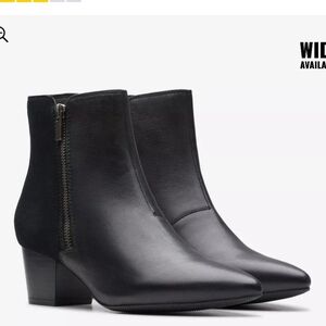 Clarks Leather Black Ankle Boots